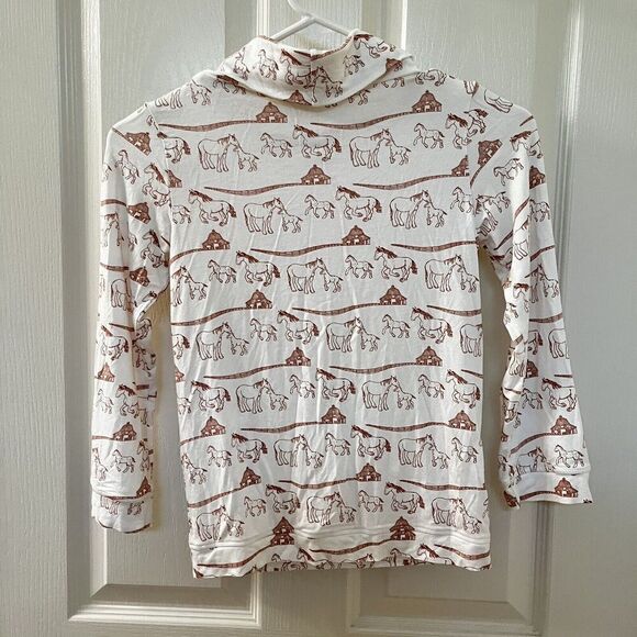 Kate Quinn Bamboo Winter Horse Family Print Turtleneck Long Sleeve Top Size 7 - Picture 9 of 14